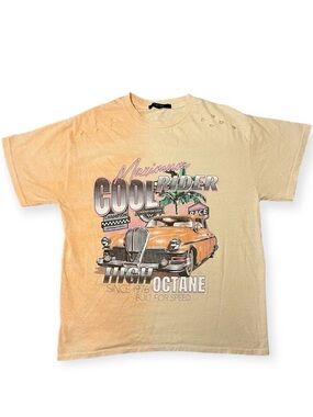 Forever 21 Cool Rider Graphic Tee Vintage Car Print Distressed Shirt Size Medium